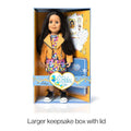 Alexi Maplelea 18-inch doll and clothes with story journal shown in large keepsake box with lid