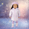 KA53-Cosmic Coat Set-Alexi doll with cute pale lilac puffy coat lilac beret hat and moon boots
