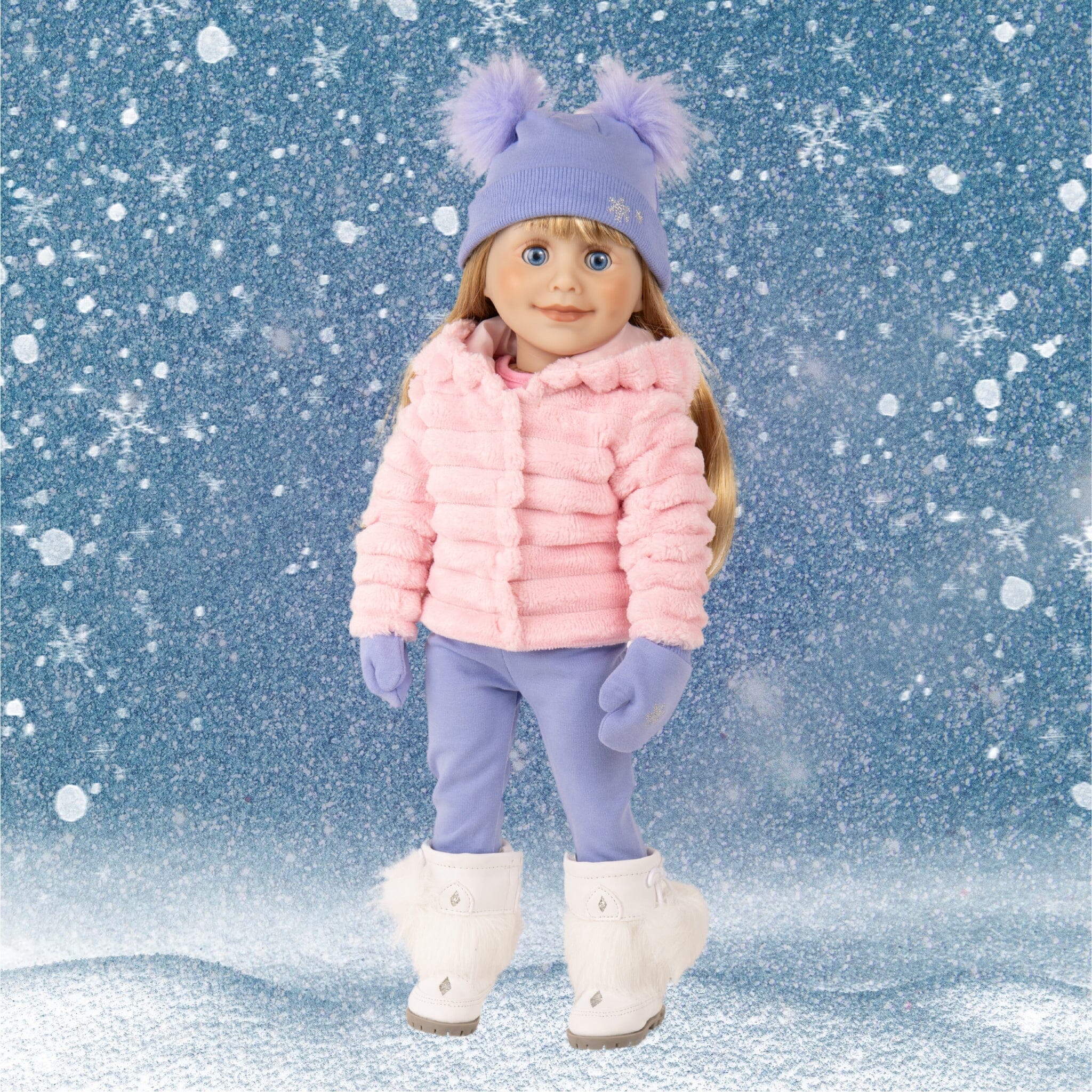 【BLACKPURPLE】24FW★ Milky Soft Angora Trooper Hat Prairie Plush Coat Outfit for 18-inch Dolls