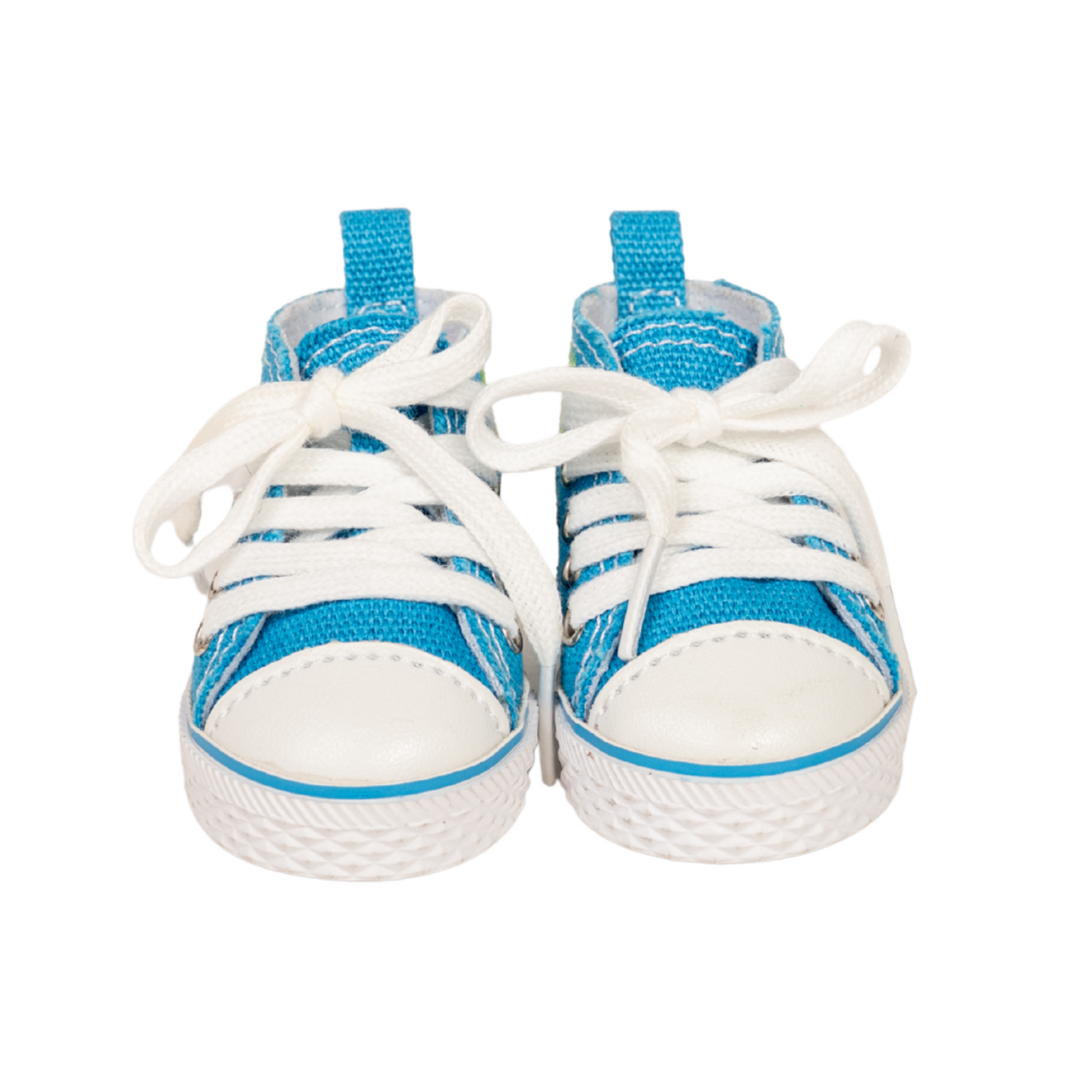 Blue high-top sneakers with ocean-themed design for 18-inch dolls.
