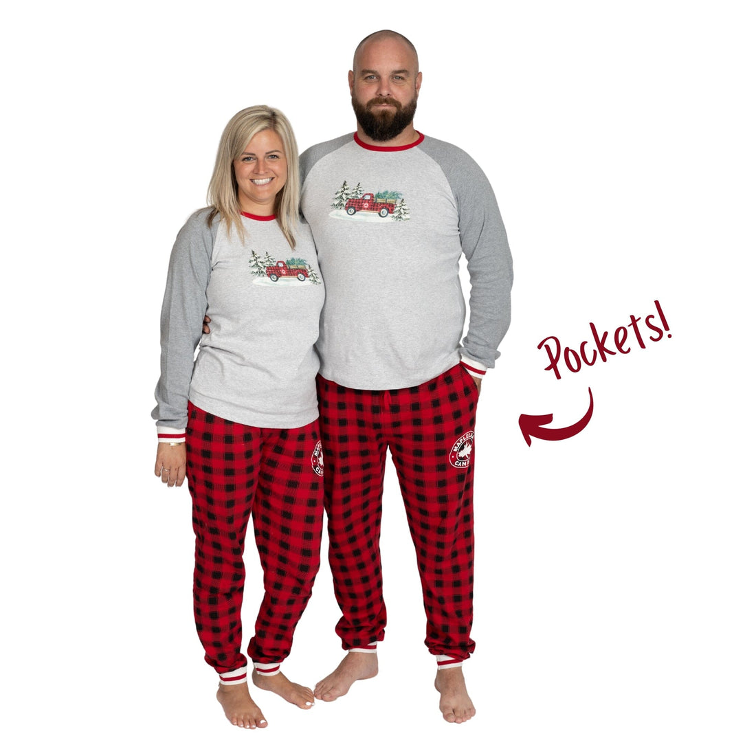 Matching pajamas for the whole family and doll, for Christmas or any holiday.