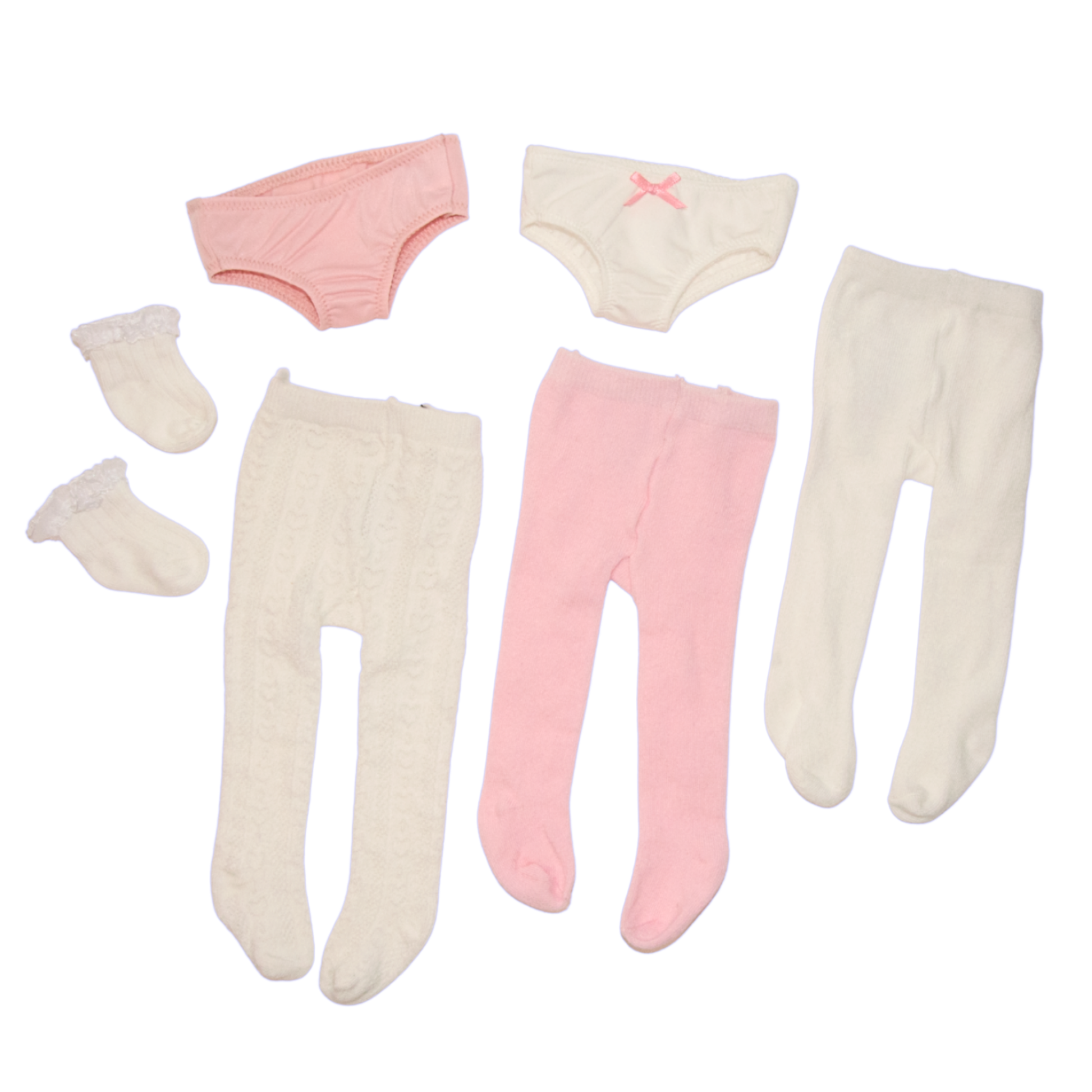Collection of 18-inch doll underwear, leggings, and socks.