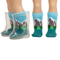 18-inch doll socks with green and blue mountains.