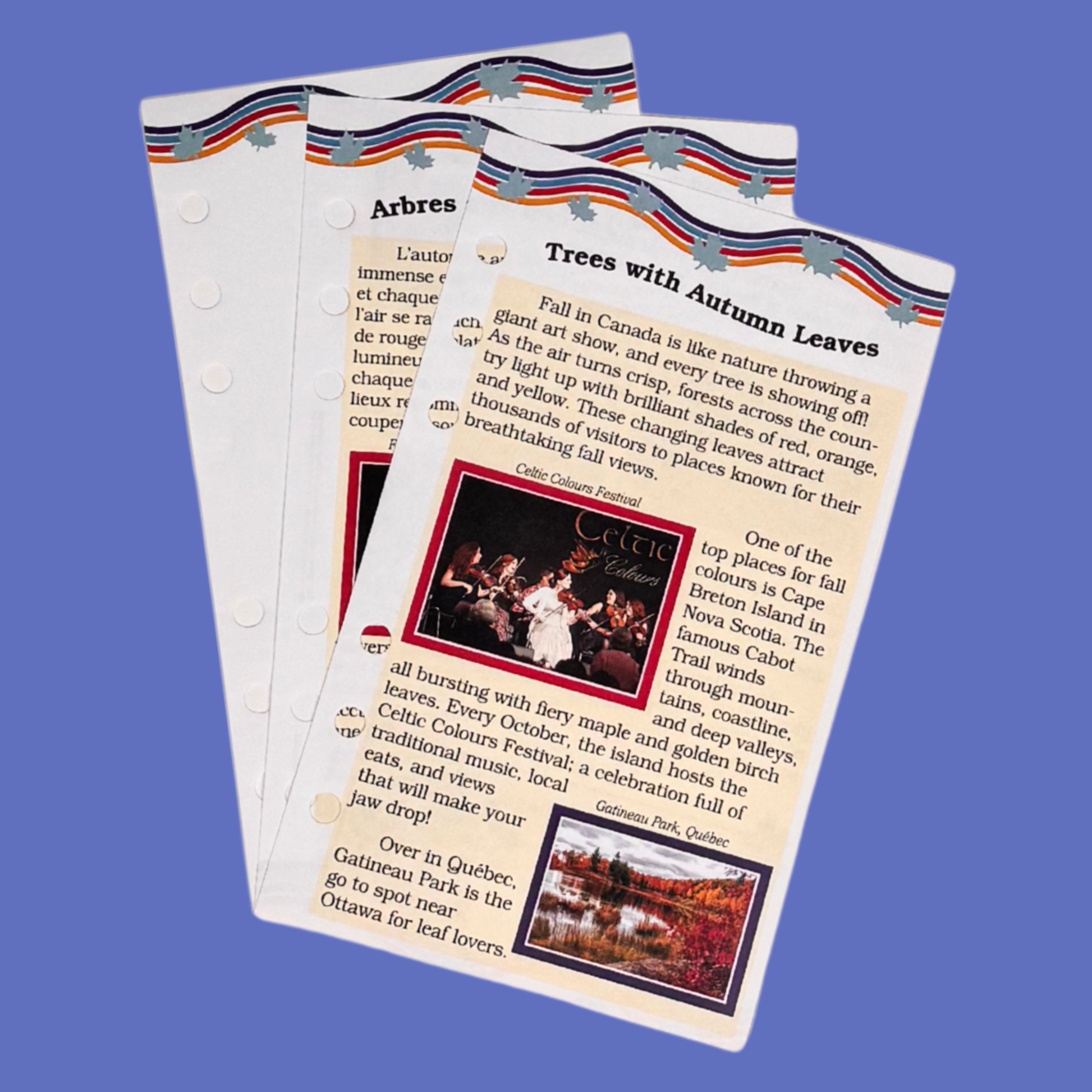 Journal pages for a fall outfit for 18-inch dolls. 