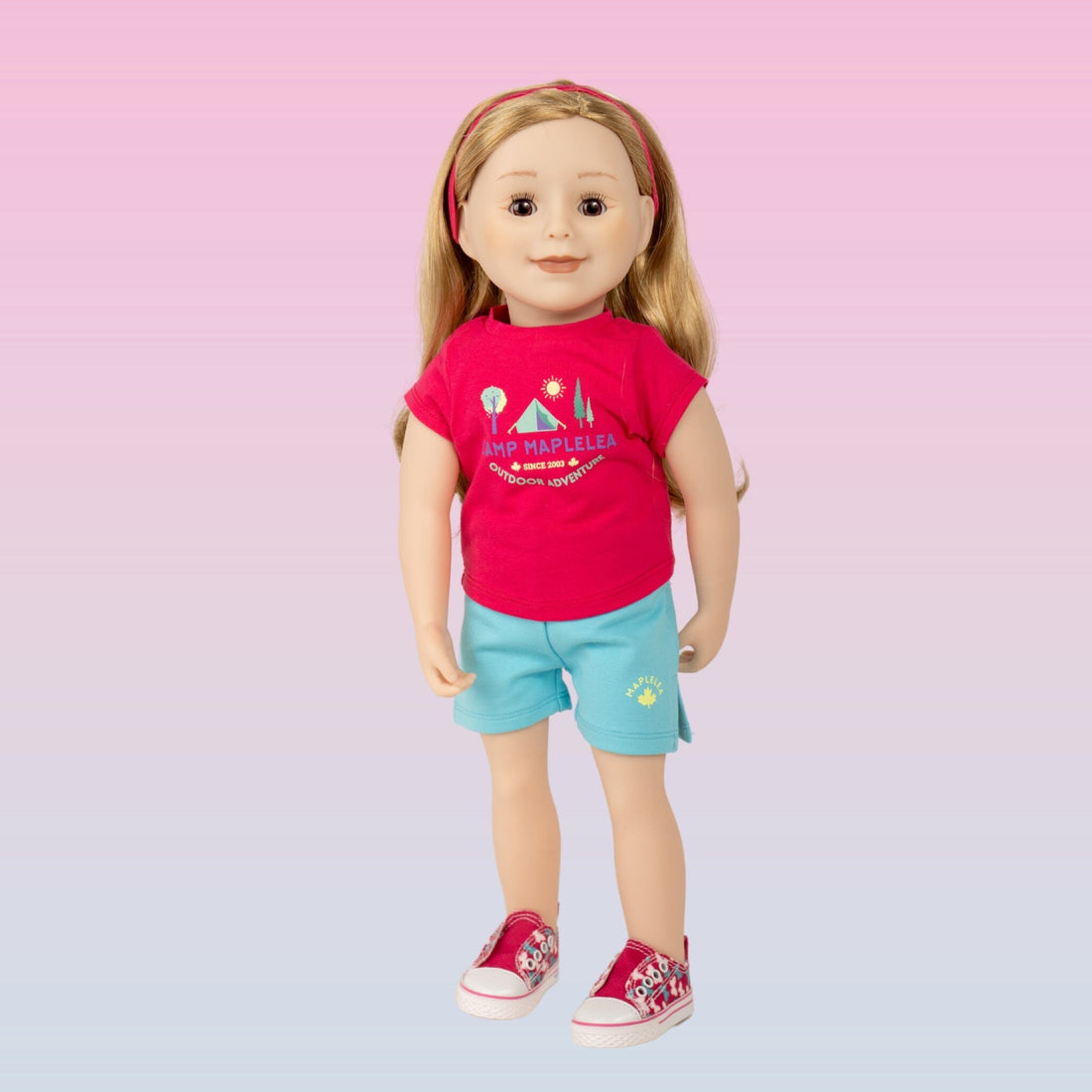 Mix 'n' match these fun butterfly sneakers with no laces with Camp Maplelea outfits for 18" dolls