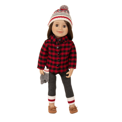 Canadian Maplelea doll wearing moccasins with KM96 Northern spirit outfit