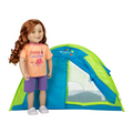 Colorful pop-up tent for 18 inch dolls accommodates all Maplelea Canadian Girl dolls' bedding or sleeping bags.