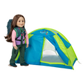 Colorful pop-up tent for 18 inch dolls accommodates all Maplelea Canadian Girl dolls' bedding or sleeping bags.