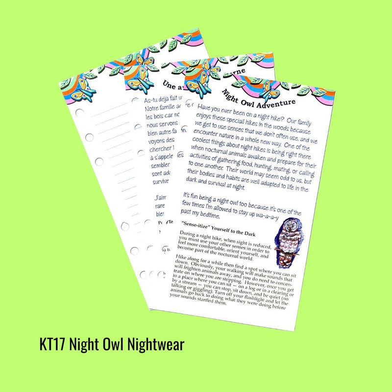 KT17 Night Owl Nightwear Journal Pages