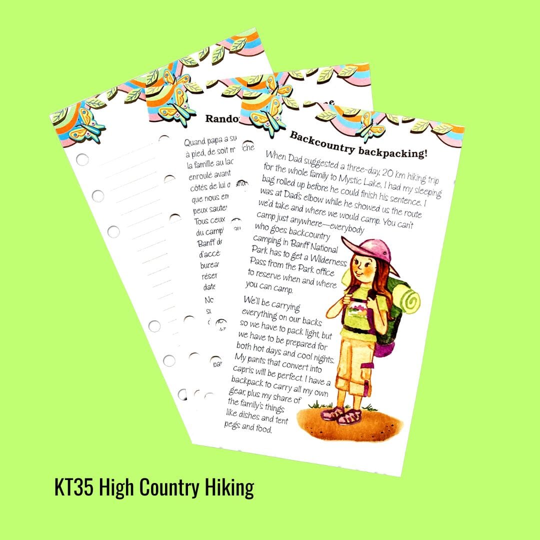 Pages du journal de randonnée KT35 High Country