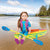 18-inch doll with kayak wearing a swimsuit and lifejacket pfd