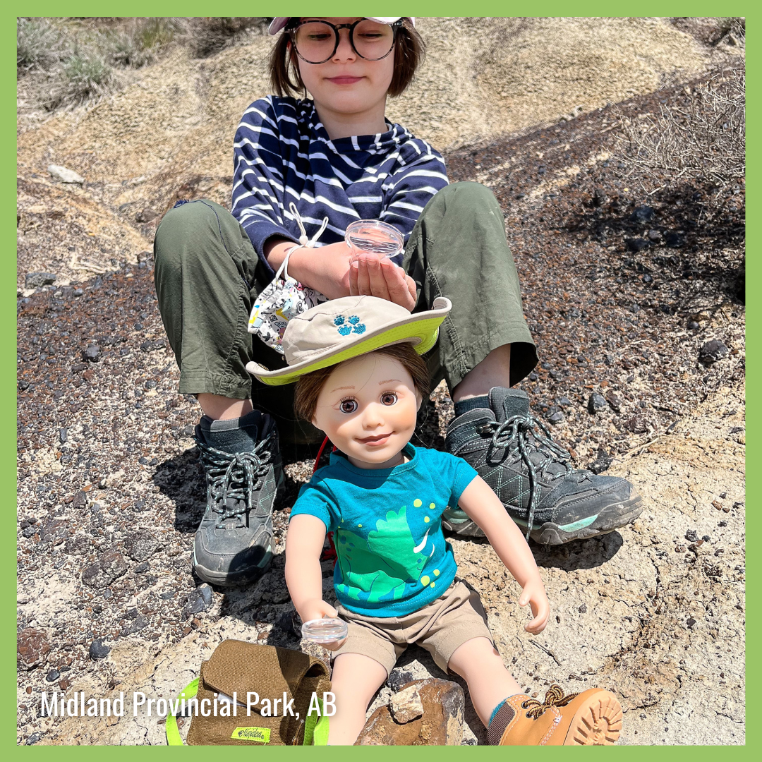 user generated content of to 18-inch doll wearing the paleontology set with young girl