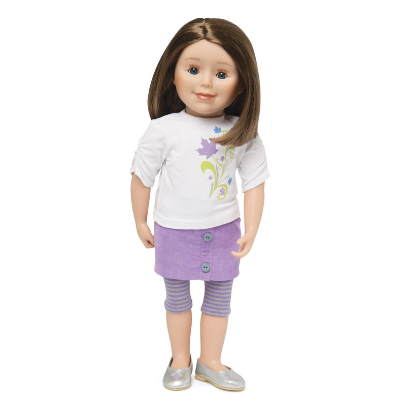 KMF16 Maplelea Friend 18 inch doll with shoulder-length brown hair, light skin, blue-grey eyes