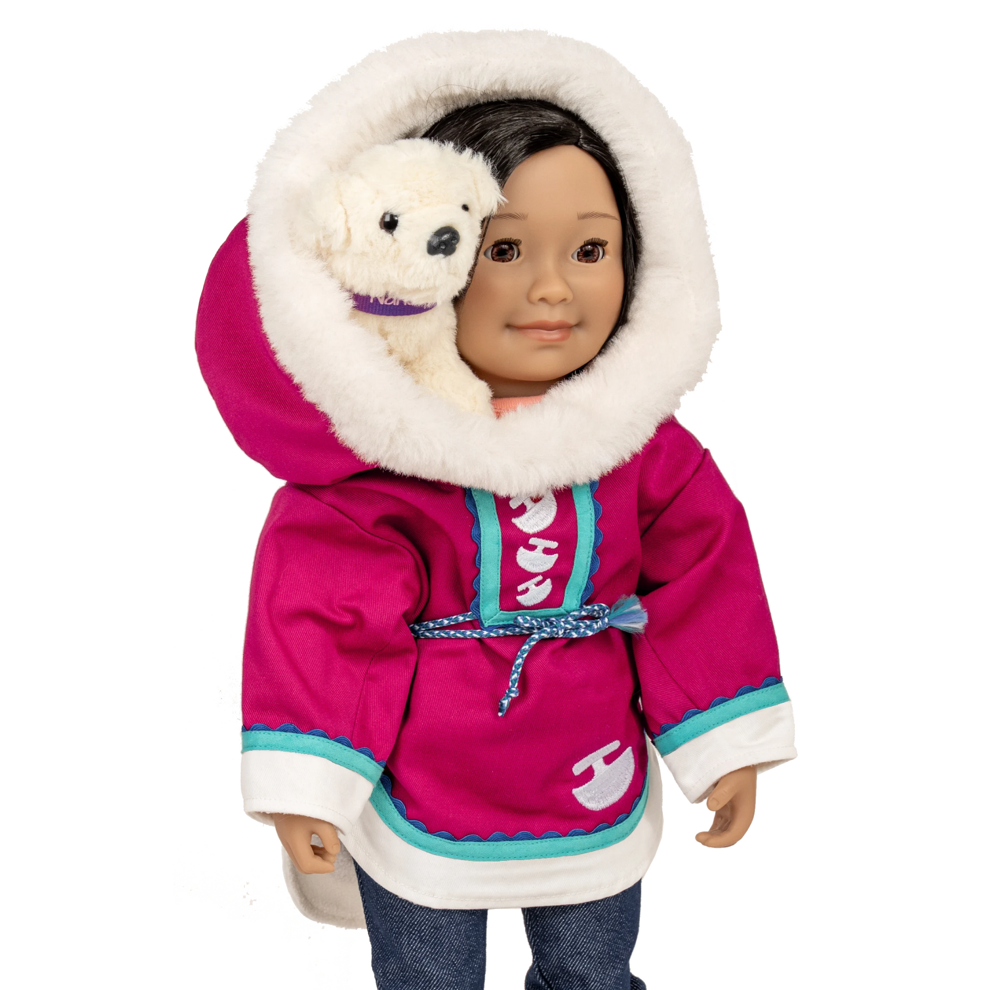 Nanuq, Saila’s cuddly Inuit Dog puppy! Maplelea plush pet puppy personalized collar best sized for 18-inch doll play. doll pet
