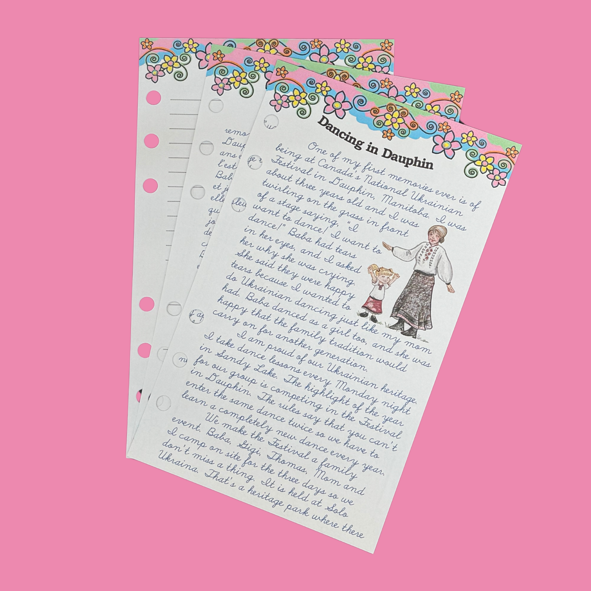 collectible journal pages for Ukrainian dance outfit