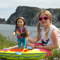 user generated content of girl and her 18-inch doll wearing one piece swimsuit