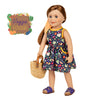 Veggie Vogue: Sundress, Bandana, Straw Bag & Shoes for 18-inch Doll