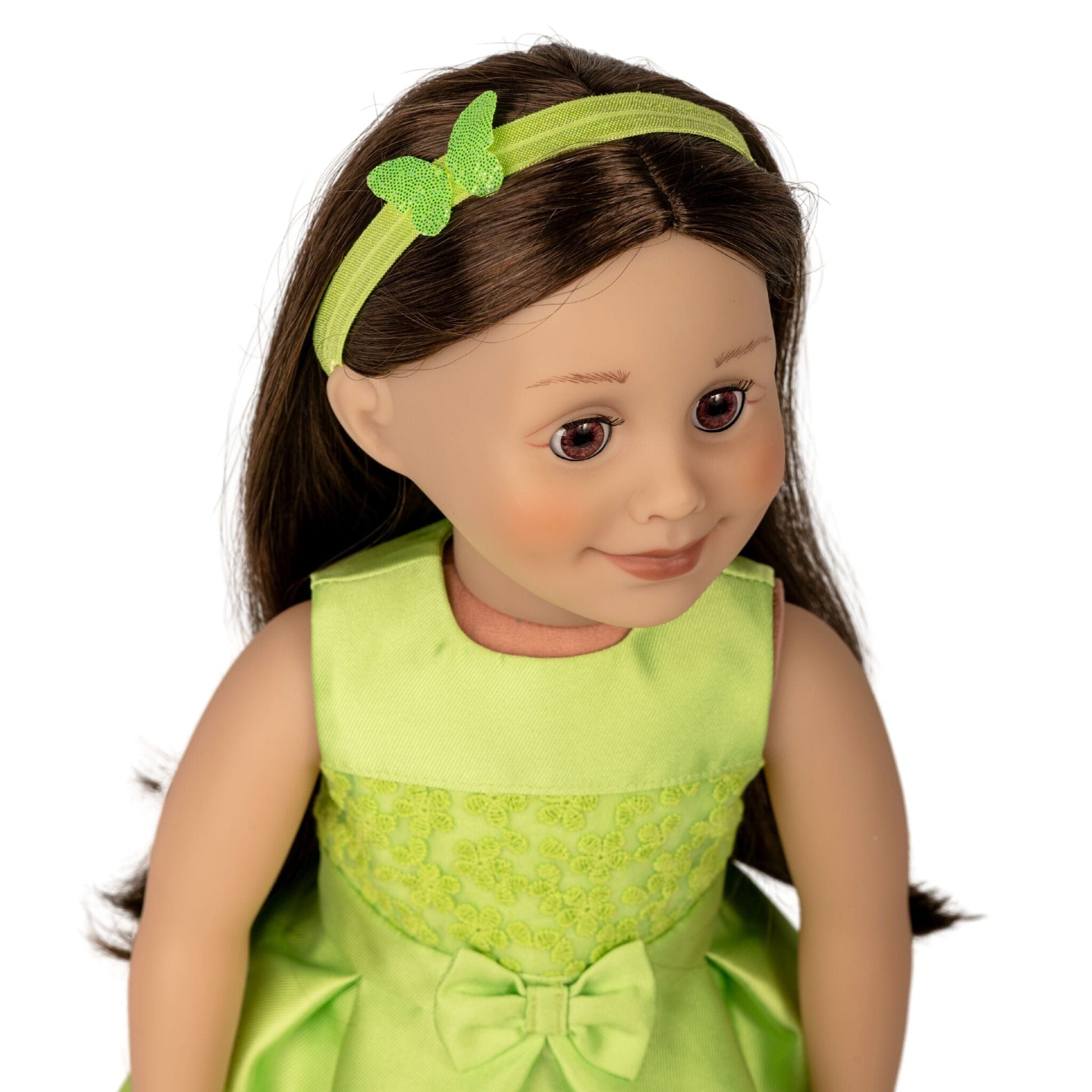 18" Doll Dress Outfit With Green White Lace & Headband - Fits American Girl & 18 Inch Dolls