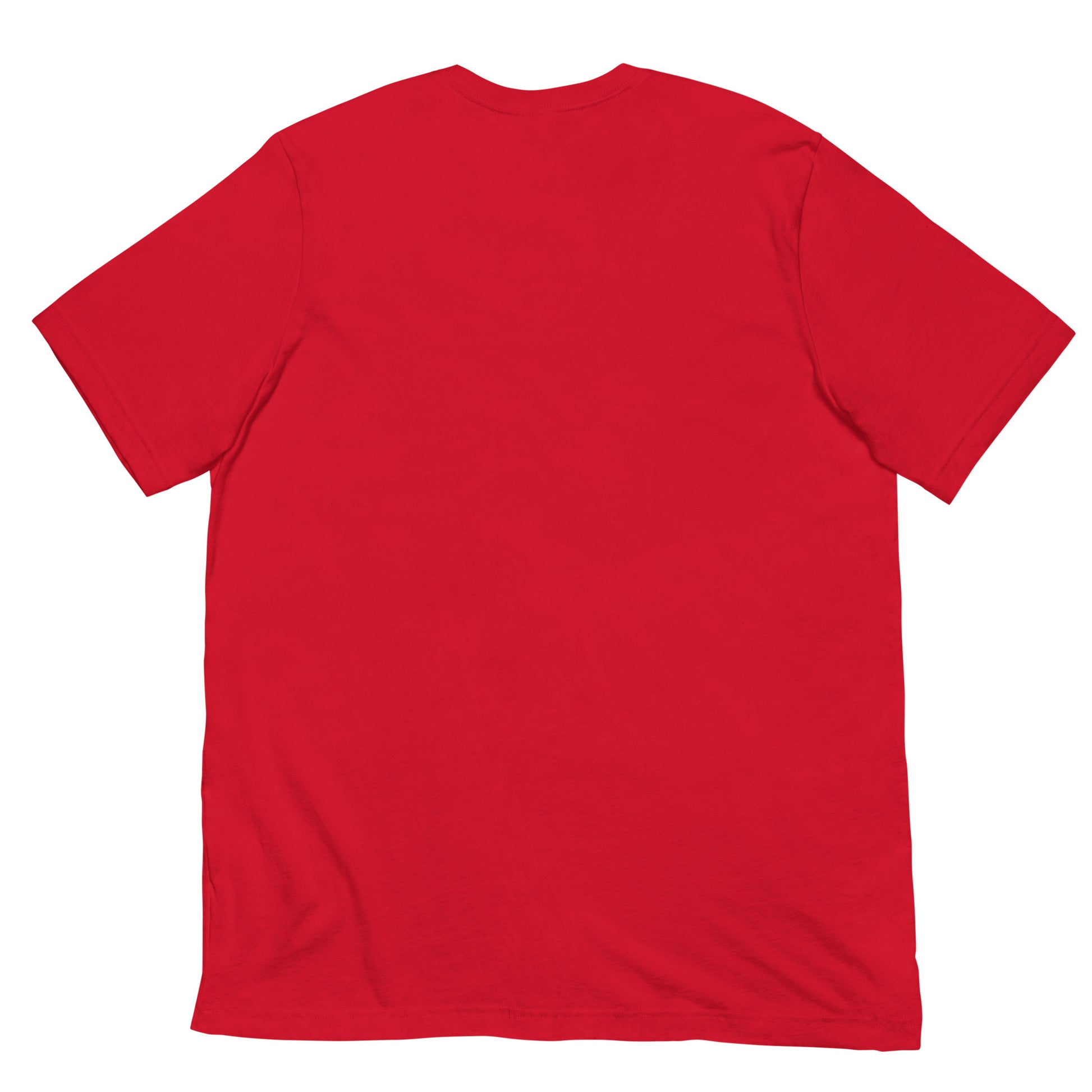 Back view of a red adult plus size T-shirt displayed on a light grey background. The shirt features short sleeves, a crew neckline, and a plain back with no visible graphics, text, or design elements.