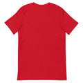 Back view of a red adult T-shirt displayed on a light grey background. The shirt features short sleeves, a crew neckline, and a plain back with no visible graphics, text, or design elements.