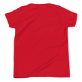 Back view of a red youth T-shirt displayed on a light grey background. The shirt features short sleeves, a crew neckline, and a plain back with no visible graphics, text, or design elements.