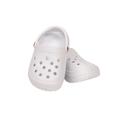 Maplelea white foam clogs for 18-inch dolls with ventilation holes and ankle strap for security.