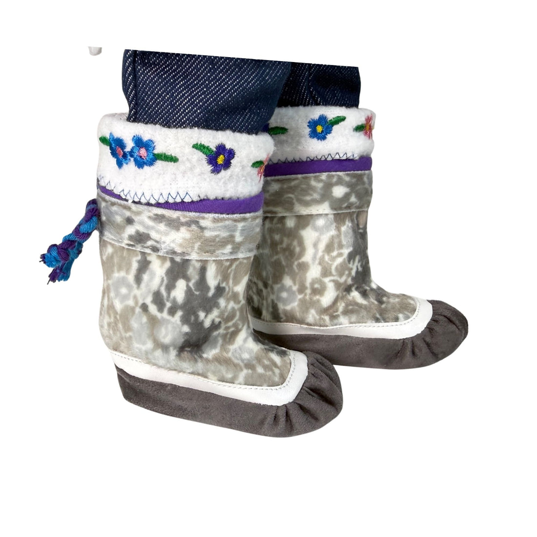 sealskin kamik with embroidered duffle socks