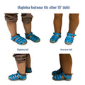 showcasing that maplelea footwear also fits other 18-inch dolls including american girl dolls.