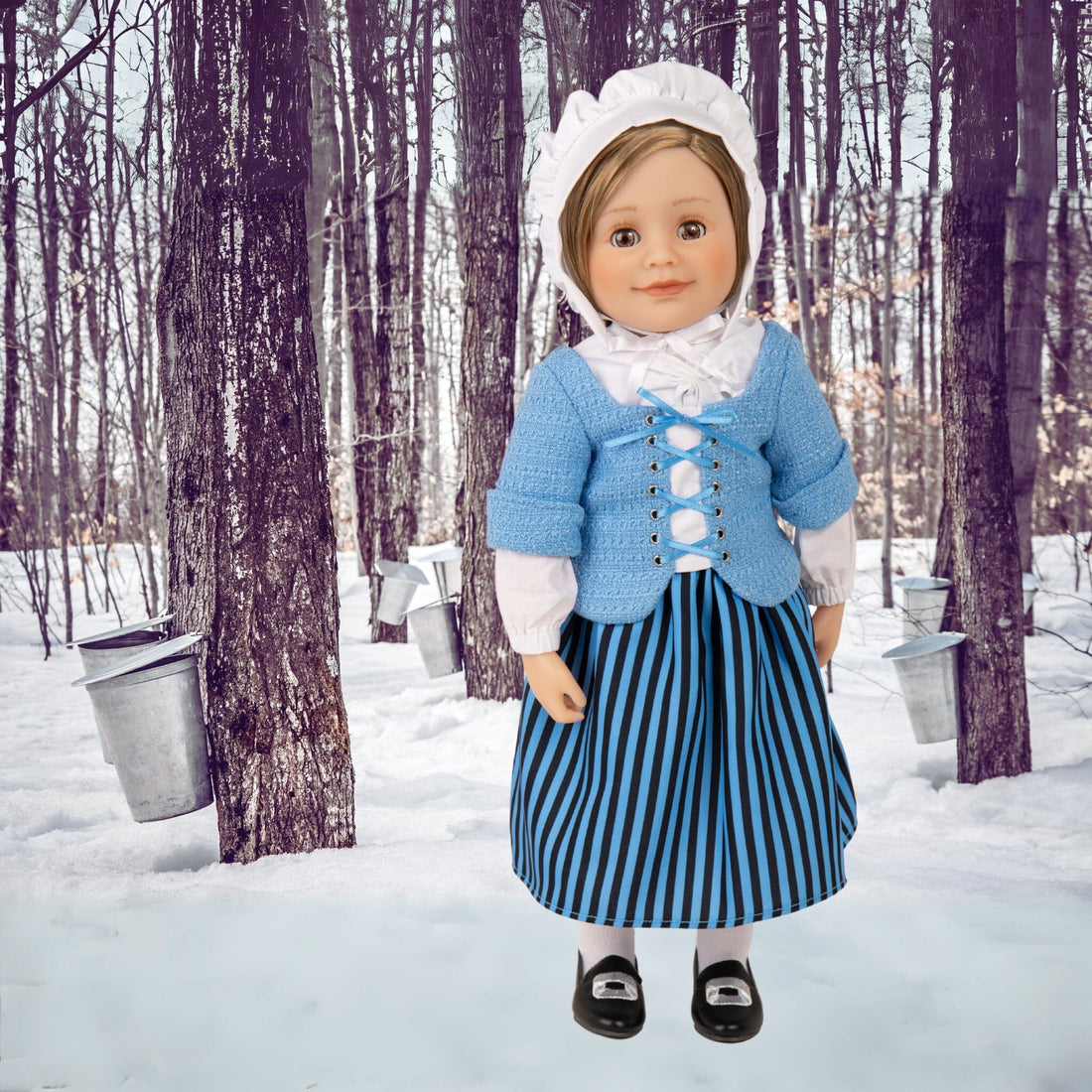 pioneer quebecoise outfit on Maplelea 18-inch Léonie doll.