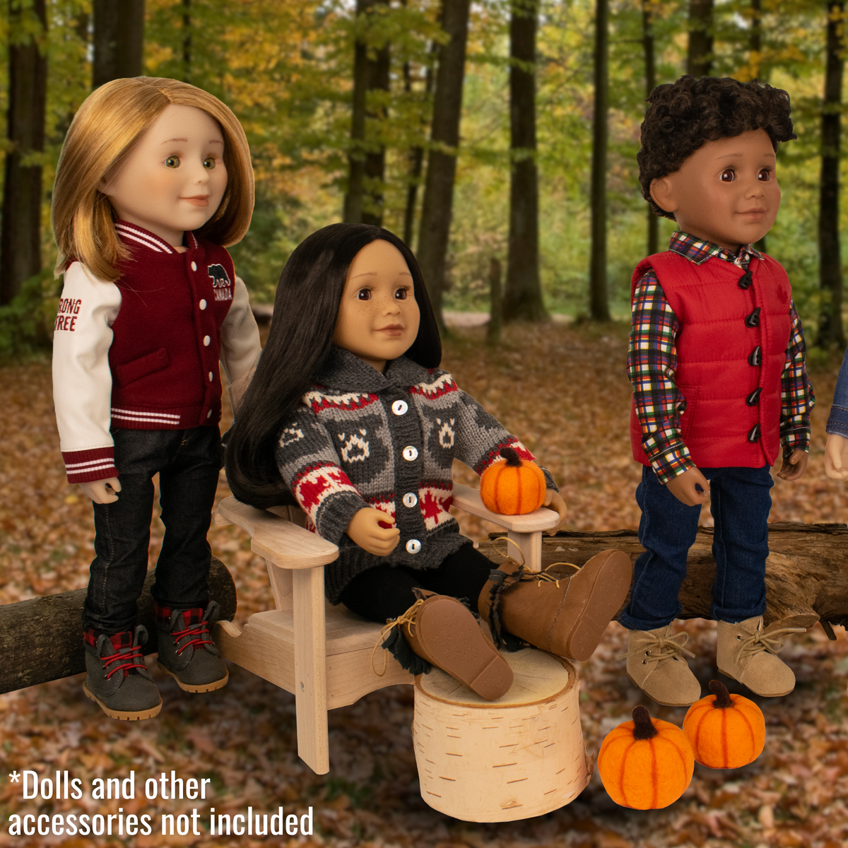 felt pumpkins for dolls, 18 inch doll accessories, 18 inch doll fall accessories, Maplelea doll accessories and suitable for American Girl doll
