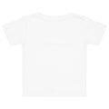 Back view of a plain white baby T-shirt displayed against a light gray background. The shirt features short sleeves, a crew neckline, and no visible graphics, text, or design elements on the back.