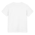 Back view of a plain white youth T-shirt displayed against a light gray background. The shirt features short sleeves, a crew neckline, and no visible graphics, text, or design elements on the back.