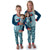 boy, girl and 18 inch dolls in matching family pajamas teal and red bear moose pattern PJs from Maplelea