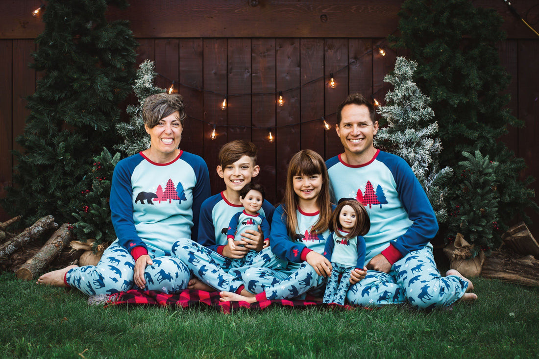 blue spruce matching family pajamas