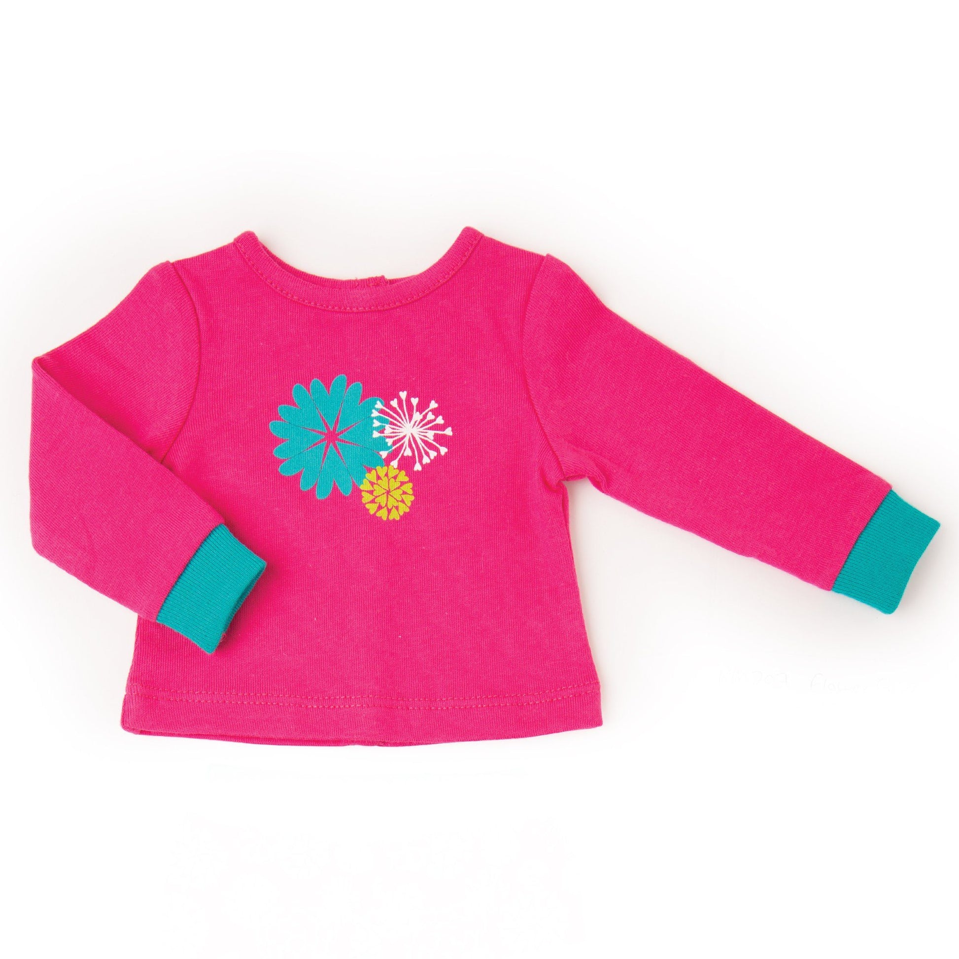 Pink pajama top for 18 inch doll.  Matching pajamas for doll and girl available.