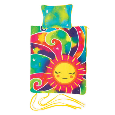 Sunshine bedding is also a sleeping bag for 18" dolls.  Shown will pillow.
