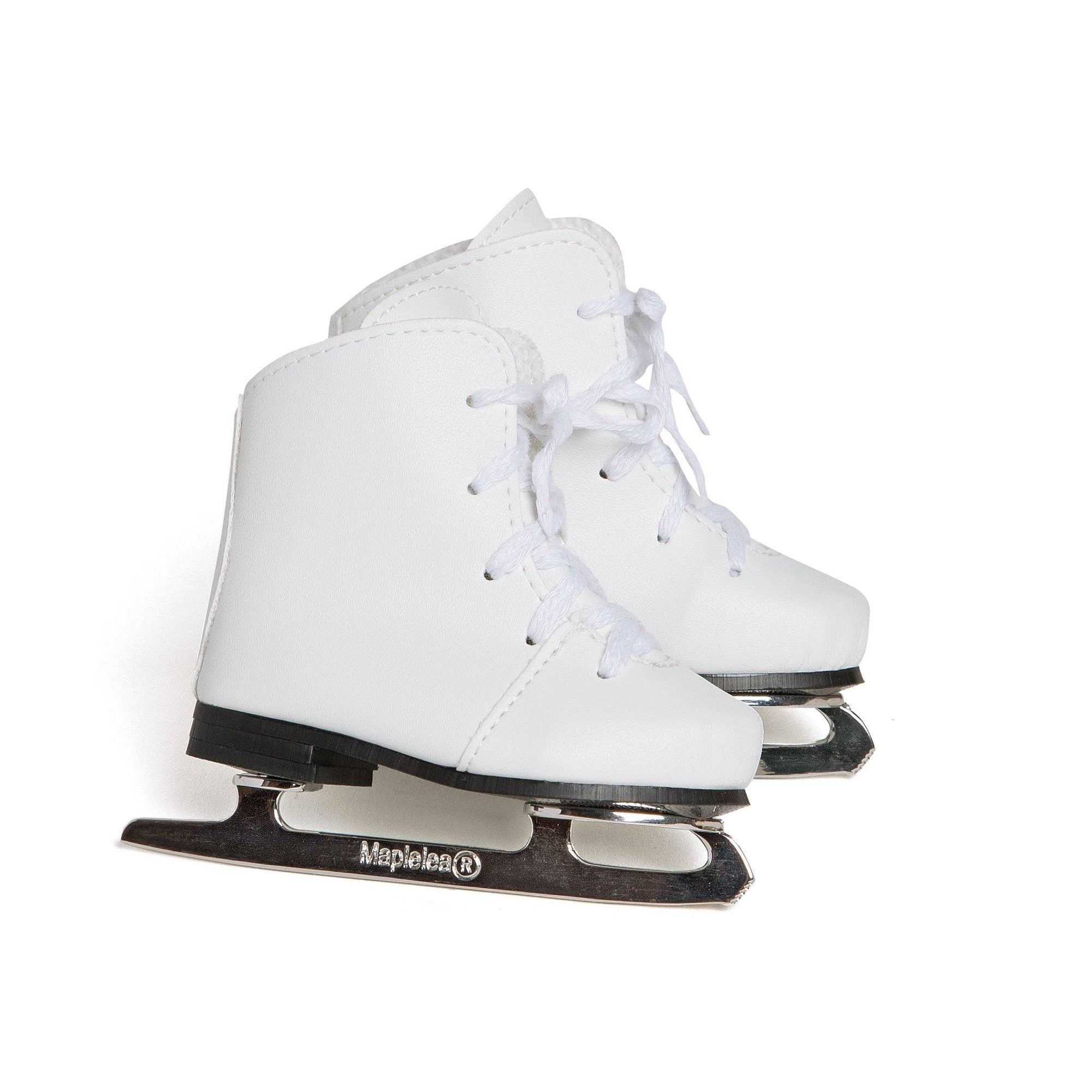 White figure skates fit all 18 inch dolls.   Amazing quality.