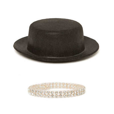 Happy Tap black top hat, sparkly choker fits all 18 inch dolls.