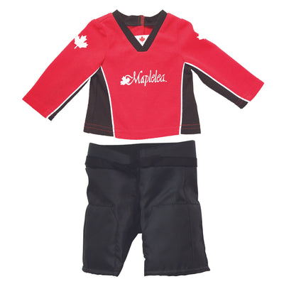 Hockey set red hockey jersey, black hockey shorts Fits all 18 inch dolls.