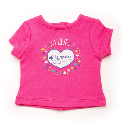 I love Maplelea bright pink t-shirt for dolls firs all 18 inch dolls.