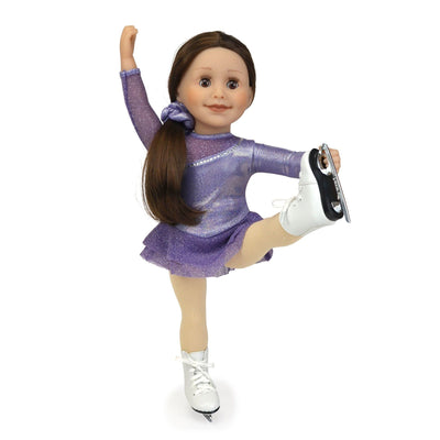 Canadian girl doll wearing figure skating dress and figure skates