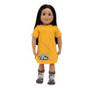 Canadian Girl doll Alexi from Toronto wears raccoon themed nightshirt and raccoon slipper socks