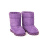 Purple snow boots for 18 inch doll are easy to slip on.