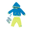 colourful hoodie, yoga pants and runners for 18-inch doll