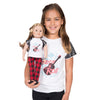 Rockin Couture rock n roll graphic t-shirt for girls with sequin pattern sleeves.