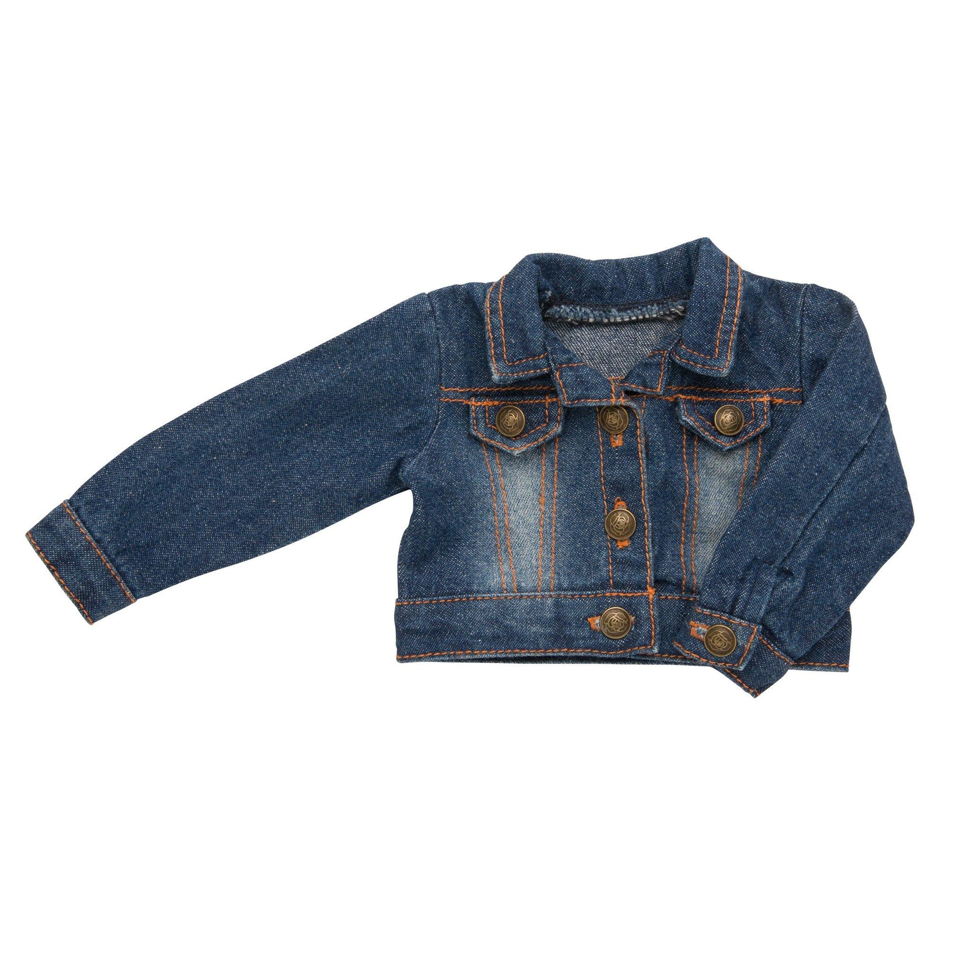 Denim jean jacket for 18 inch dolls.  Suitable for girl dolls and boy dolls.