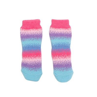 Mutli-coloured striped socks fits all 18 inch dolls.