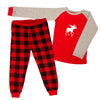 Red and black buffalo plaid family pajamas with Canadian Moose graphic