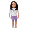 KMF10 Maplelea Friend with shoulder length dark brown hair, medium-light skin, brown almond-shaped eyes.