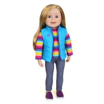 18 inch Maplelea doll with blonde hair and blue eyes